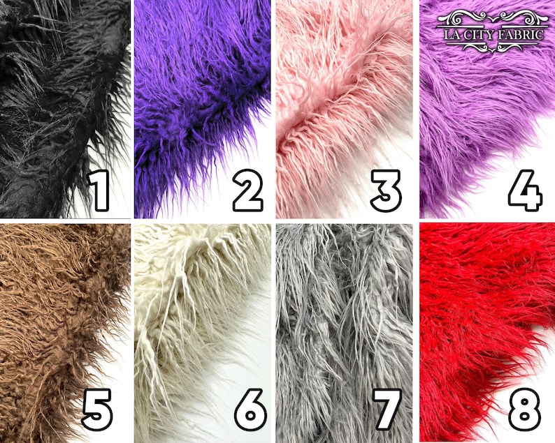 Black Long Pile Yeti Mongolian Faux Fur Fabric | by the Yard | Fake Fur ...