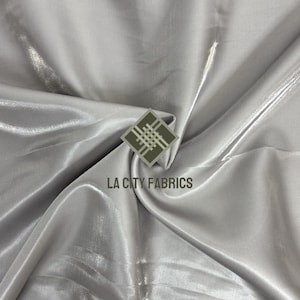 Silver Reflective Bridal Satin by the yard Fabric Liquid Iridescent Satin Fabric Thick Shiny Satin Dress