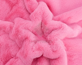 Hot Pink Soft Rabbit Bunny Minky Fabric Faux Fur Material for Apparel, Crafts and Decor
