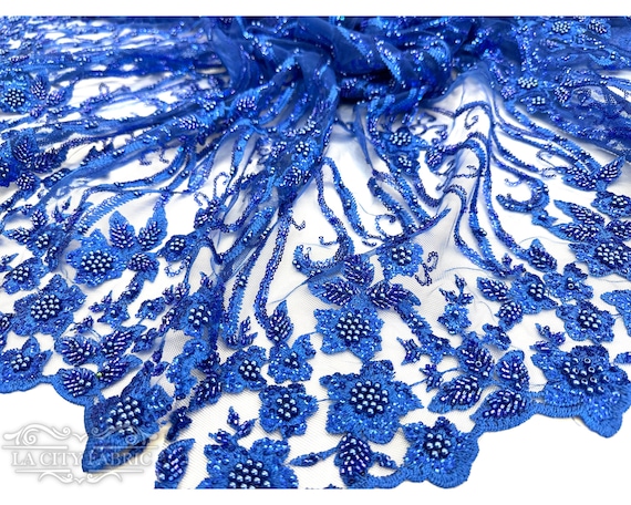 Royal blue lace fabric deals