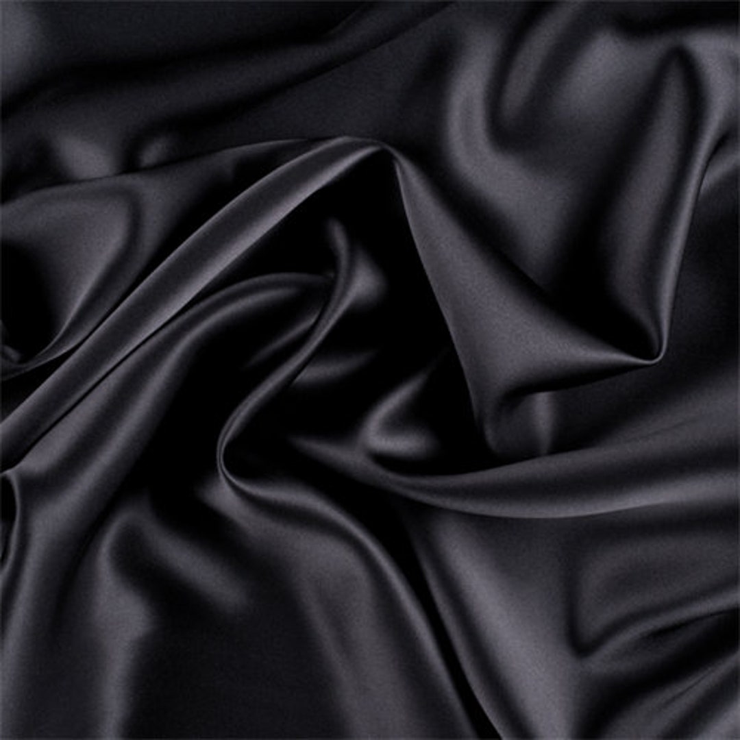 French BLACK Charmeuse Stretch Silky Soft Satin Sold by the Yard Fabric ...