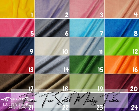 Faux Fur Solid Minky Fabric By The Yard | Super Soft | 2 Way Stretch Minky Fabric for Blanket, Clothing, Decoration