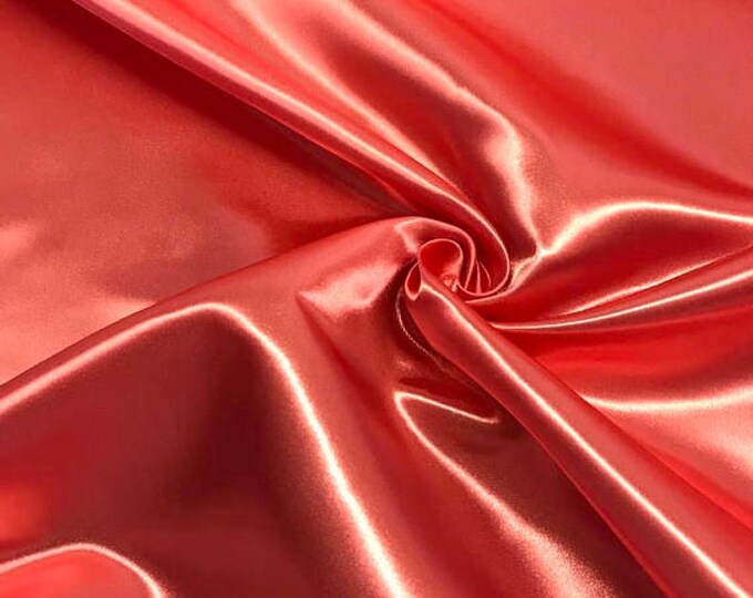 Hot Coral Charmeuse Silk Fabric main image 0