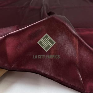 Burgundy Crystal liquid Chiffon Fabric Iridescent Reflective Chiffon Fabric By The Yard for decorations, dress, and more