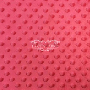 New Strawberry Minky Fabric By The Yard / 4 Way Stretch Minky Fabric / Polka Dimple Dot Minky Fabric / Soft Fabric
