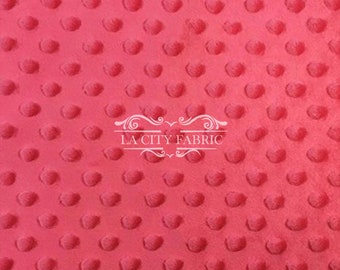 New Strawberry Minky Fabric By The Yard / 4 Way Stretch Minky Fabric / Polka Dimple Dot Minky Fabric / Soft Fabric