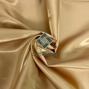 Light Gold Reflective Bridal Satin by the yard Fabric Liquid Iridescent Satin Fabric Thick Shiny Satin Dress