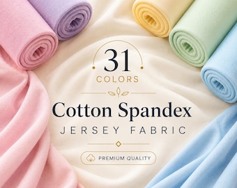 Tela de punto jersey de algodón y elastano, cortada a medida, elástica en 4 direcciones, para ropa, camisas y vestidos, 60 pulgadas de ancho.