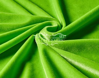 Lime Stretch Velvet Fabric by the Yard _ 4 Way Stretch Spandex Fabric _ Thick and Soft Fabric