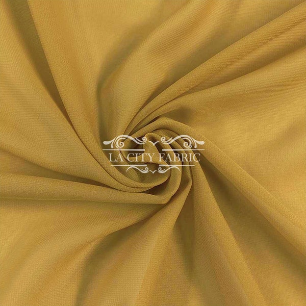 Gold Solid Chiffon Fabric By The Yard / Sheer Fabric / Soft Polyester Chiffon Fabric / Wholesale Price