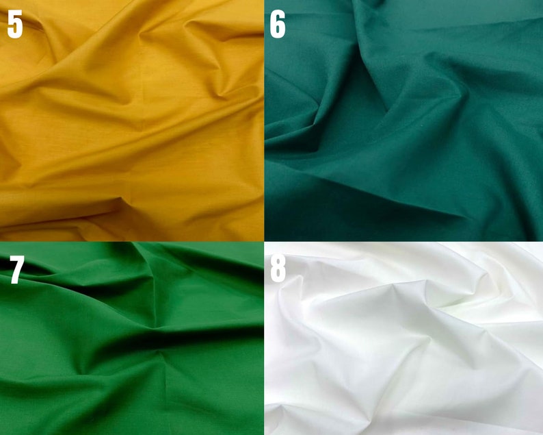 Cotton Polyester Broadcloth Fabric | Gold | Hunter Green | Kelly Green | Ivory