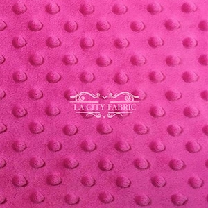 New Hot Pink Minky Fabric By The Yard / 4 Way Stretch Minky Fabric / Polka Dimple Dot Minky Fabric / Soft Fabric