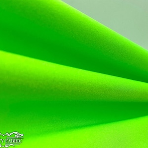 Neon Green Shiny 4 Way Stretch Nylon Spandex Fabric By The Yard | 58” Width | Ultra Soft and smooth | Swimwear Spandex Fabric