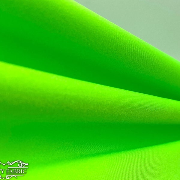 Neon Green Shiny 4 Way Stretch Nylon Spandex Fabric By The Yard | 58” Width | Ultra Soft and smooth | Swimwear Spandex Fabric