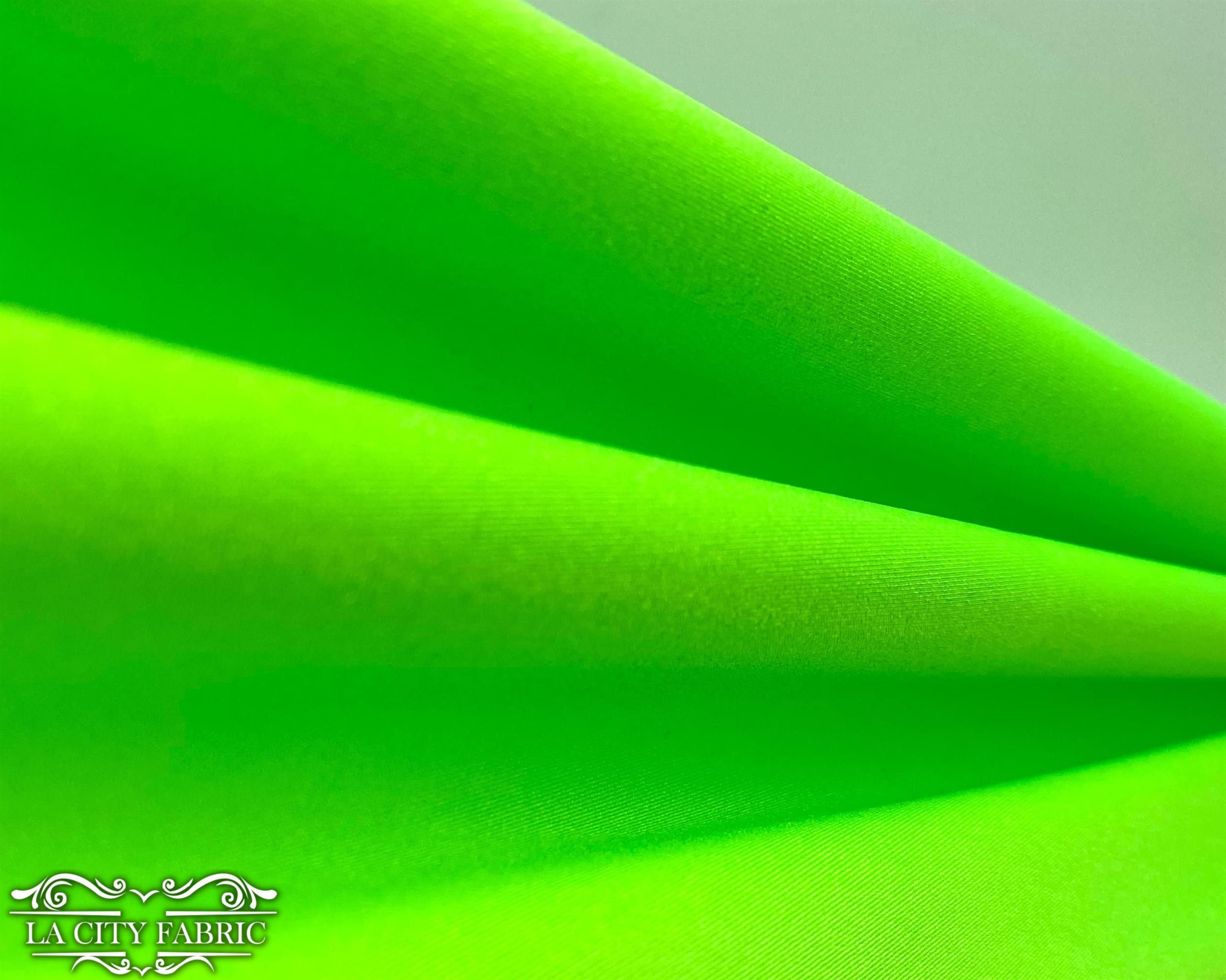 Neon Green Shiny 4 Way Stretch Nylon Spandex Fabric By The Yard | 58” Width | Ultra Soft and smooth | Swimwear Spandex Fabric