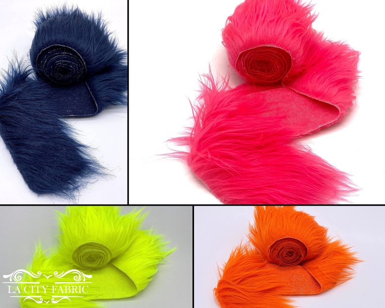 Ribbon Orange Faux Fur Fabric by the Strips Ribbon Animal Etsy
