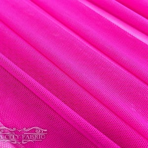 Hot Pink Stretch Power Mesh Fabric by the Yard | 4-Way Stretch Nylon Spandex | 60” Wide Soft Mesh Fabric