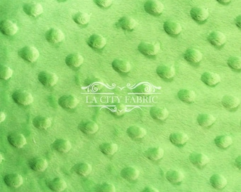 New Lime Green Minky Fabric By The Yard / 4 Way Stretch Minky Fabric / Polka Dimple Dot Minky Fabric / Soft Fabric