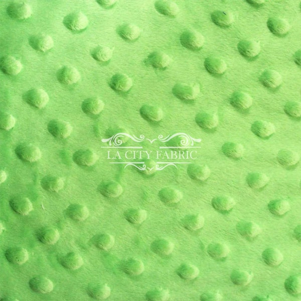 New Lime Green Minky Fabric By The Yard / 4 Way Stretch Minky Fabric / Polka Dimple Dot Minky Fabric / Soft Fabric