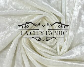 Ivory Crushed Velvet Fabric Spandex Stretch Velvet Fabric By The Yard 60” Wide Velvet Dress, Velvet Tablecloth