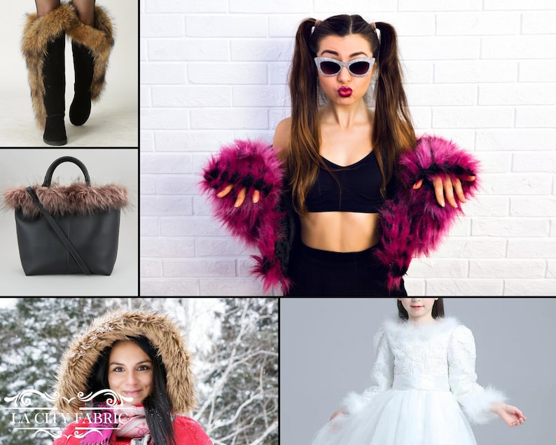 Ribbon Orange Faux Fur Fabric by the Strips Ribbon Animal Etsy