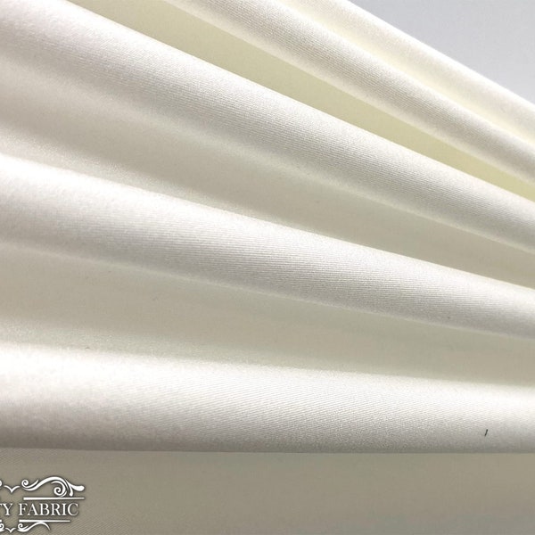 Off White Shiny 4 Way Stretch Nylon Spandex Fabric By The Yard | 58” Width | Ultra Soft and smooth | Swimwear Spandex Fabric