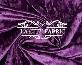Egg Plant Crushed Velvet Fabric Spandex Stretch Velvet Fabric By The Yard 60” Wide Velvet Dress, Velvet Tablecloth