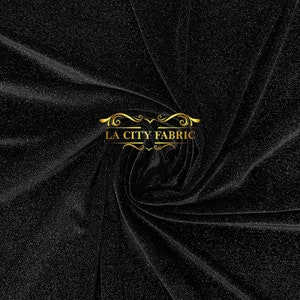 Black Gold Glitter Spandex Stretch Velvet Fabric | By The Yard Shiny Spandex Velvet Fabric | for dresses, decor, tablecloths