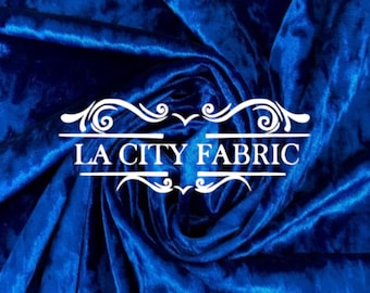 Tela de terciopelo aplastado azul real Tejido de terciopelo elástico Spandex cortado a medida Vestido de terciopelo de 60" de ancho, mantel de terciopelo