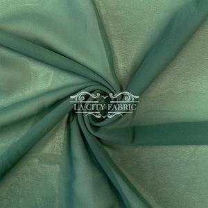 Hunter Green Solid Chiffon Fabric By The Yard / Sheer Fabric / Soft Polyester Chiffon Fabric / Wholesale Price