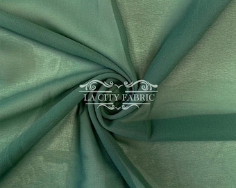 Hunter Green Solid Chiffon Fabric By The Yard / Sheer Fabric / Soft Polyester Chiffon Fabric / Wholesale Price