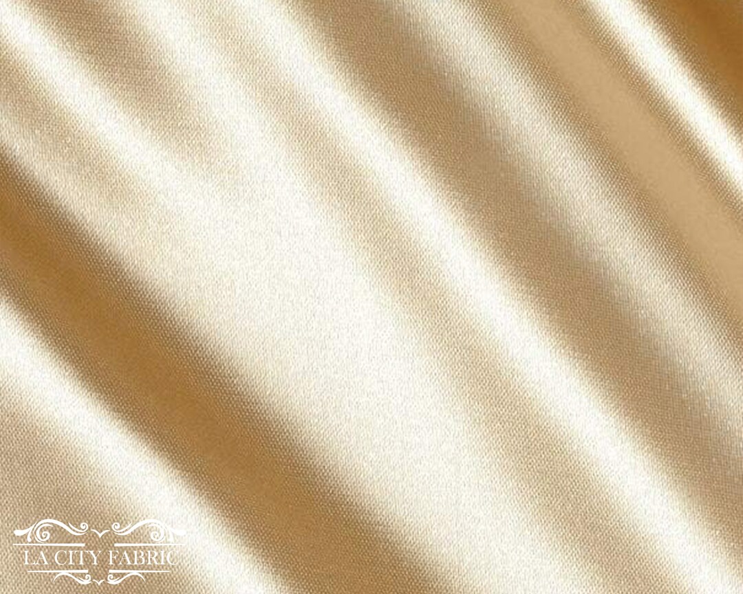 Champagne Thick Satin Fabric by the Yard | Bridal Satin Fabric Silky ...