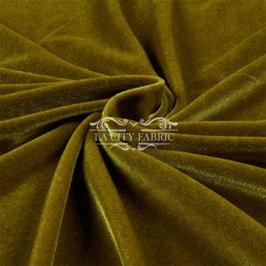 M/Olive Stretch Velvet Fabric by the Yard _ 4 Way Stretch Spandex Fabric _ Thick and Soft Fabric