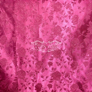 New Burgundy Jacquard Satin Fabric By The Yard / Brocade Jacquard Floral Satin Fabric / 60&quot; Width / used for Tablecloth