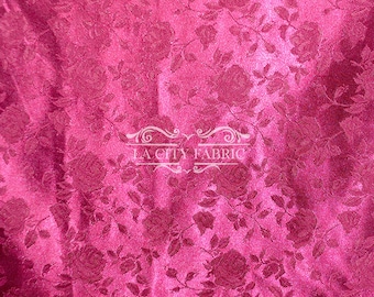 New Burgundy Jacquard Satin Fabric By The Yard / Brocade Jacquard Floral Satin Fabric / 60" Width / used for Tablecloth