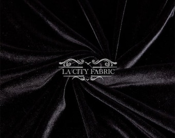 Black Stretch Velvet Fabric by the Yard _ 4 Way Stretch Spandex Fabric _ Thick and Soft Fabric