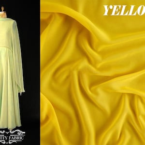 Yellow Chiffon Fabric By The Yard | Polyester Chiffon Fabric | Sheer Fabric | Mesh Fabric