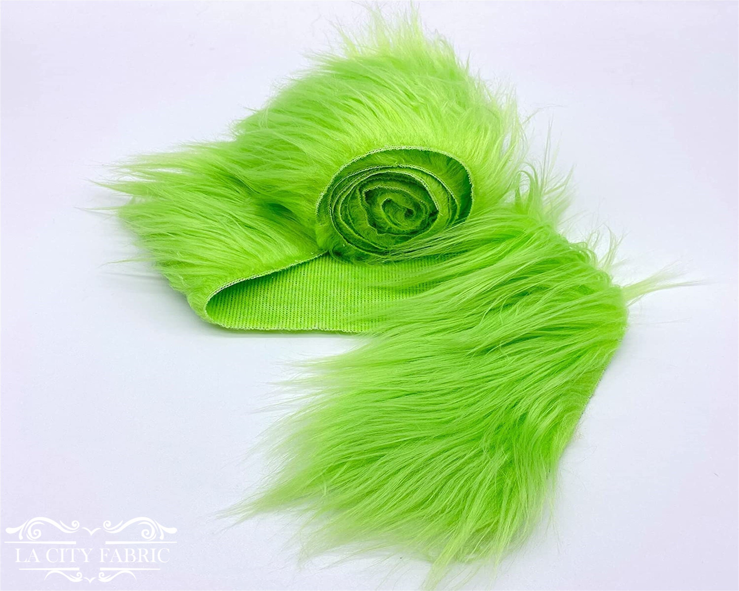 Ribbon Lime Green Faux Fur Fabric by the Strips Ribbon Etsy