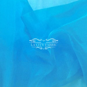 Luxury Turquoise Crystal Sheer Organza Fabric By The Yard | High-Quality Organza Fabric for Wedding / Party Decorations | Wholesale Price