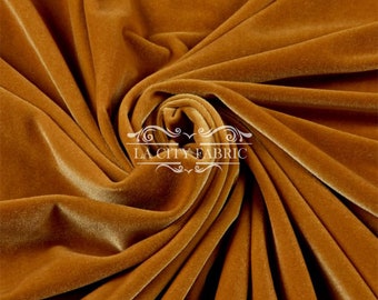 Beige Stretch Velvet Fabric by the Yard _ 4 Way Stretch Spandex Fabric _ Thick and Soft Fabric