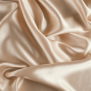 French (CHAMPAGNE)Charmeuse Stretch Silky Soft Satin Sold by the yard Fabric 60 Wide Inches  Used for Decorations, Clothing,Wedding,Dresses.