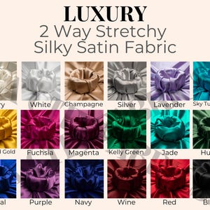 Luxury Silk Satin Spandex Fabric By The Yard Silk Stretch Satin Fabric for Dress, Prom Dress