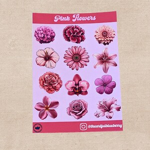 Feuille d'autocollants fleurs roses || Stickers agenda