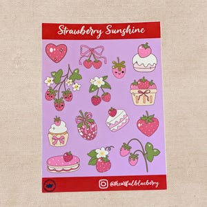 Feuille d'autocollants aux fraises || Stickers agenda