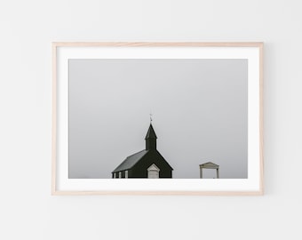 Black Church of Buðir, Iceland Wall Art, Fine Art Print, Minimalist Wall Art Print, Modern Scandinavian Wall Decor, Travel Photography