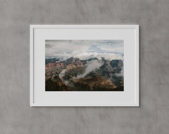 Grand Canyon, Cloudy Canyons, National Park, Arizona Wall Art, Red Rock, Fine Art Prints, Minimalist, Modern Wall Decor, Nature Print