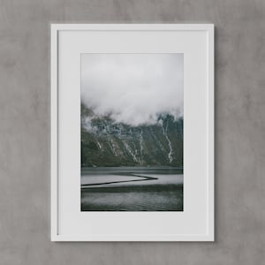 Norway Wall Art, Waterfall Wall Art, Fine Art Prints, Minimalist Wall Art Print, Modern Scandinavian Wall Decor, Moody, Travel Photography