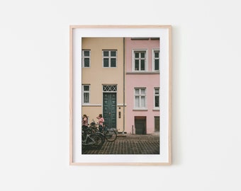 Copenhagen, Denmark Wall Art, Colorful Houses, Fine Art Prints, Minimalist Wall Art Print, Modern Scandinavian Wall Decor, Pastel, Gift