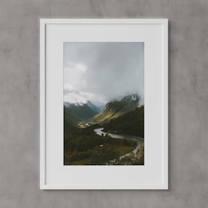 Norway Wall Art, Norwegian Mountains, Fine Art Prints, Minimalist Wall Art Print, Modern Scandinavian Wall Decor, Moody, Travel Photography