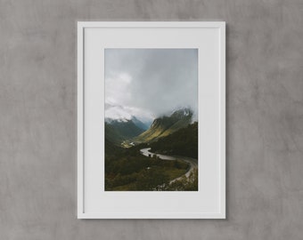 Norway Wall Art, Norwegian Mountains, Fine Art Prints, Minimalist Wall Art Print, Modern Scandinavian Wall Decor, Moody, Travel Photography